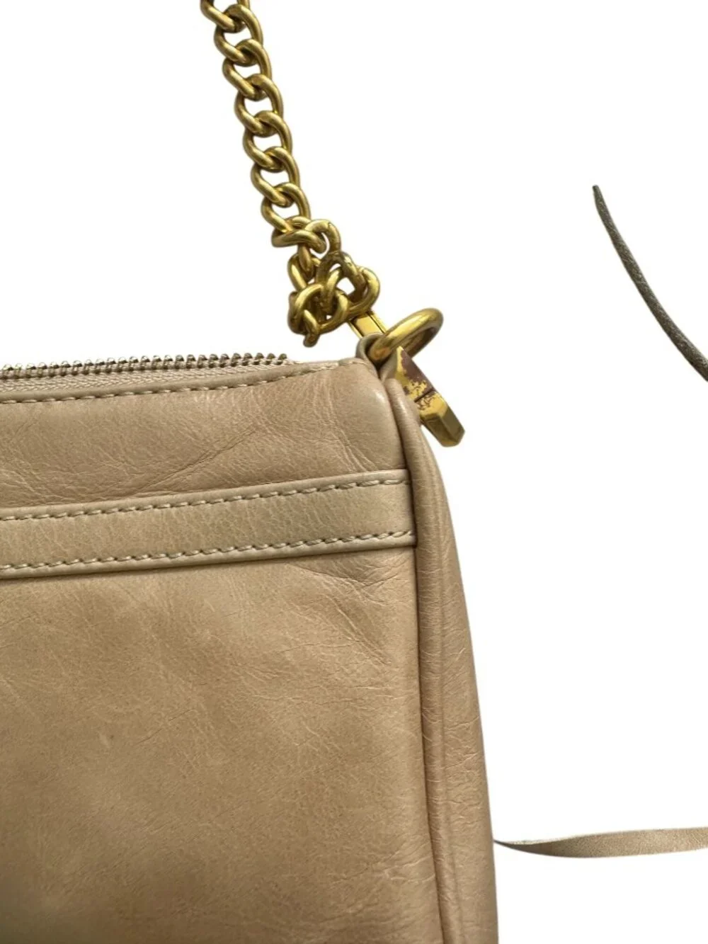 REBECCA MINKOFF Tan Gold Leather MAC Crossbody Bag